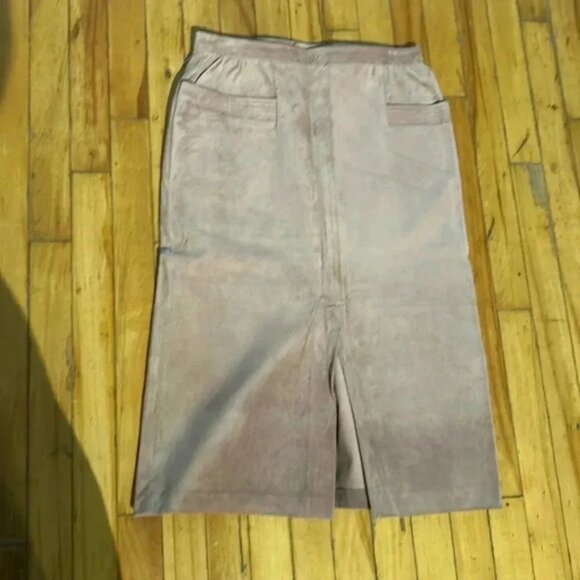 Vintage holt renfrew suede blush pink midi skirt middle slit in  front - Picture 1 of 6